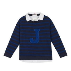 J by Jasper Conran - Boys navy striped mockable sweater