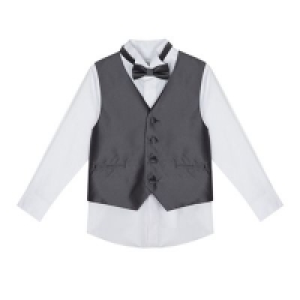 RJR.John Rocha - Boys silver diamond waistcoat, bow tie and