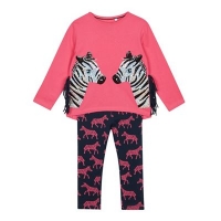 Debenhams  bluezoo - Girls Pink Sequinned Zebra Cotton Top and Legging
