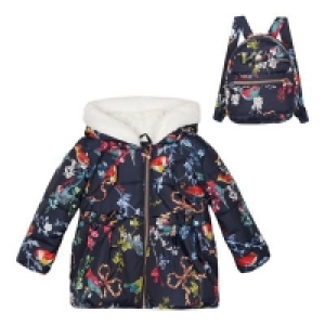 Debenhams  Baker by Ted Baker - Girls Navy Bird Print Coat and Backpac