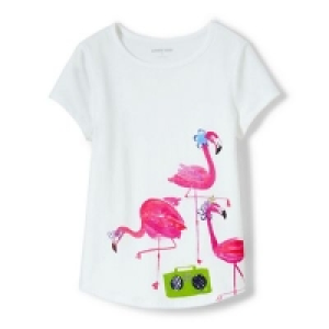 Lands End - White Girls Short Sleeve Graphic T-Shirt