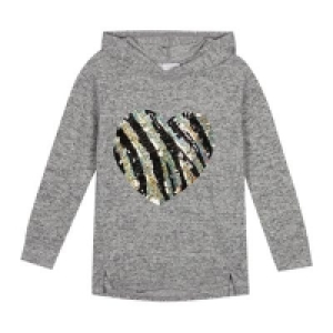 bluezoo - Girls Grey Sequinned Heart Hoodie