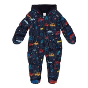 bluezoo - Baby boys navy vehicle print snowsuit