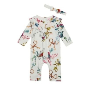 Baker by Ted Baker - Baby Girls Off White Bird Print Romper