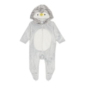 bluezoo - Babies grey penguin applique all-in-one