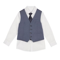 Debenhams  Occasions - Boys white shirt, textured waistcoat and tie se