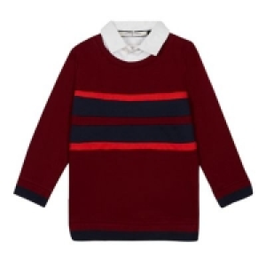 J by Jasper Conran - Boys wine striped mock jumper