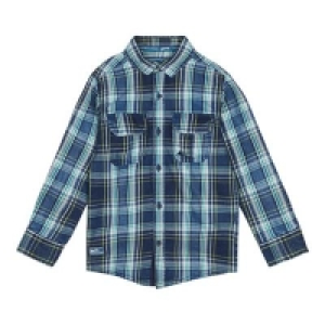 Mantaray - Boys Blue Checked Long Sleeve Shirt