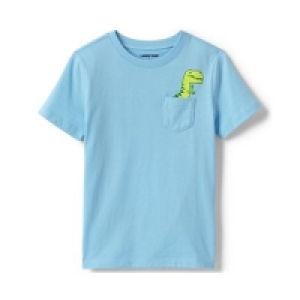 Lands End - Blue Boys Pocket Graphic Pure Cotton T-shirt