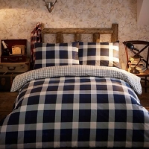 Debenhams  Debenhams - Blue checked Cameron bedding set