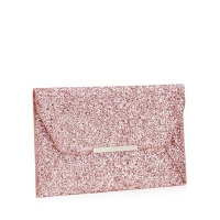 Debenhams  Faith - Pink Glitter Party Envelope Clutch Bag