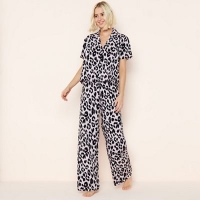 Debenhams  Lounge & Sleep - Black Leopard Print Revere Collar Pyjama Se