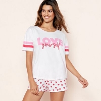 Debenhams  Lounge & Sleep - Pink Love Heart Print Pyjama Set