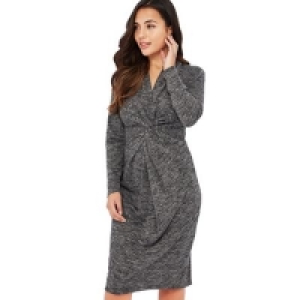 Debenhams  Principles Petite - Grey Marl Print Twist Front Midi Petite 