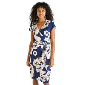 Yumi - Navy floral midi wrap dress