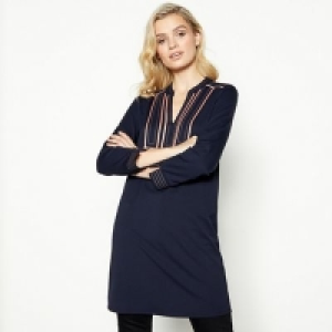 Principles - Navy Contrast Stitch Knee Length Tunic Dress