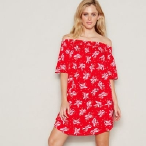 Debenhams - Red floral print Bardot neck mini dress