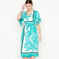 Debenhams  Principles - Bright Turquoise Floral Scarf Print Midi Dress