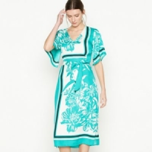 Principles - Bright Turquoise Floral Scarf Print Midi Dress