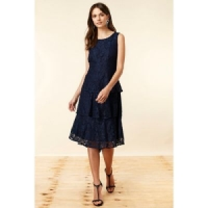 Wallis - Navy Lace Tiered Dress