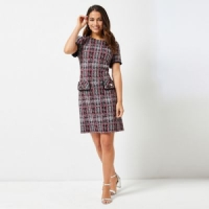 Debenhams  Dorothy Perkins - Petite Red And Pink Check Print Shift Dres