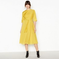 Debenhams  J by Jasper Conran - Yellow Pleated Belted Midi Dress