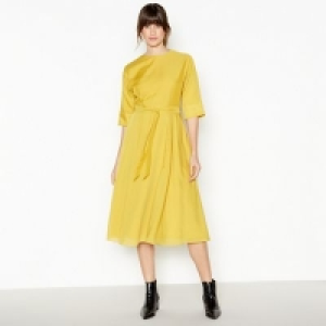 J by Jasper Conran - Yellow Pleated Belted Midi Dress