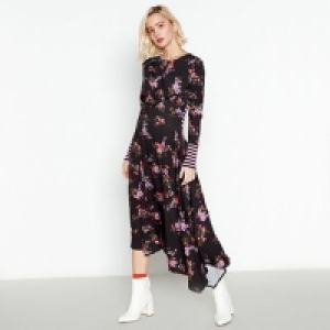 Studio by Preen - Black Floral Stripe Jersey Midi Dress