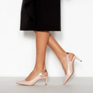 Debenhams  Principles - Nude Patent Trim Raquel Slingback Kitten Heel