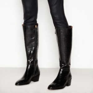 J by Jasper Conran - Black Croc Effect Leather Jellie Knee