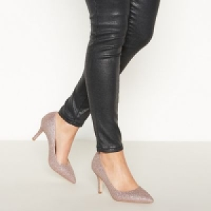 Faith - Pink Glitter Chariot Mid Stiletto Heel Wide Fit Co