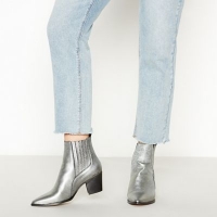 Debenhams  Faith - Silver Leather Bizard Block Heel Chelsea Boots
