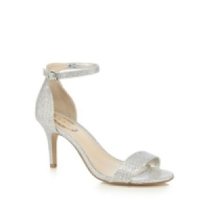 Debut - Silver glitter high stiletto heel ankle strap sandal