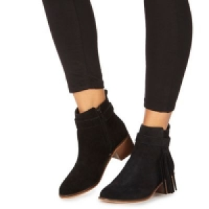 Faith - Black suedette Bolt mid block heel ankle boots