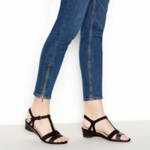 Good for the Sole - Black Suedette Georgina Mid Wedge Heel