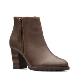 Clarks - Tan leather Verona Peach high stacked heel ankle