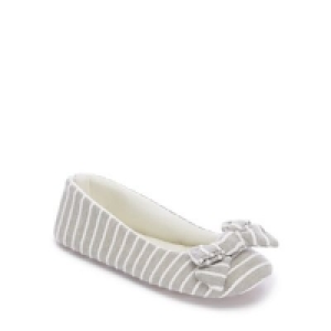 Lounge & Sleep - Light Grey Bow Ballet Slippers
