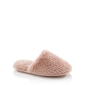 Lounge & Sleep - Pink Foil Dash Faux Fur Mule Slippers