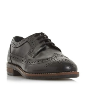 Dune - Black leather Felixe block heel brogues
