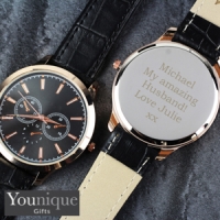 HomeBargains  Personalised Mens Rose Gold Tone Watch with Presentation Box