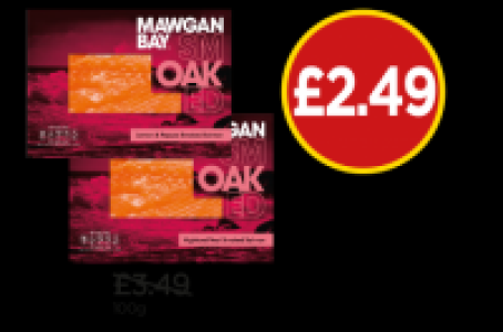 Budgens  Mawgan Bay Highland Peat Smoked Salmon, Smoked Salmon Lemon 