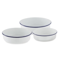 Aldi  3 Pack Small Round Blue Trim Dishes