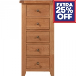 Chatsworth Oak 5 Drawer Tall Chest of Drawers £179.10