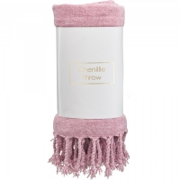 JTF  Candlelight Throw Chenille Dusky Pink 130x170cm