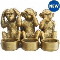JTF  Candlelight Gold Tealight Holder 3 Monkeys