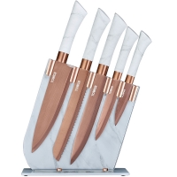 RobertDyas  Tower 5-Piece Knife Set with Marble Stand - Rose Gold