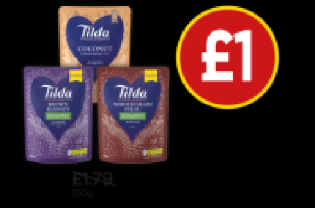 Tilda Steamed Brown Basmati Rice, Wholegrain Pilau Rice, Ste £1.79