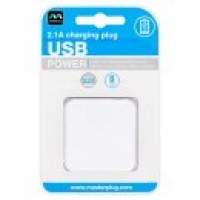 Asda Masterplug Gloss White USB Power 2.1A Charging Plug