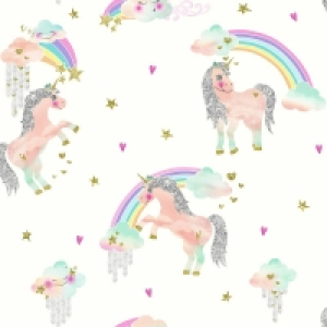 Arthouse Rainbow Unicorn White Kids Wallpaper £10.40