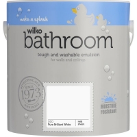 Wilko  Wilko Bathroom Pure Brilliant White Mid Sheen Emulsion Paint